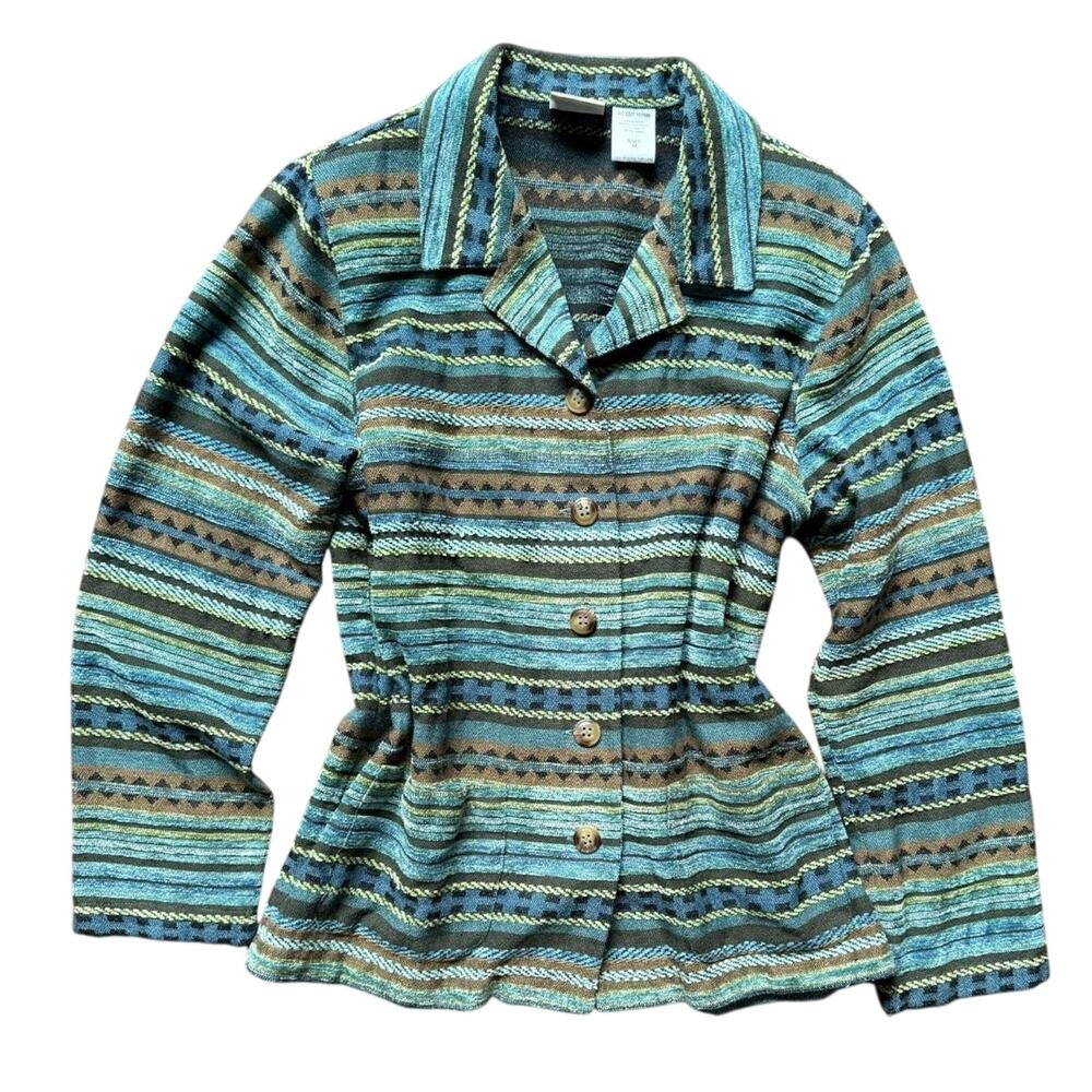 Koret Lightweight Shacket Sweater Jacket Multicolor Stripe Size M